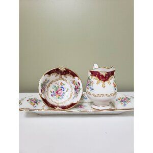 Royal Albert Canterbury Cream Sugar Bowl and Tray: Vintage Floral China